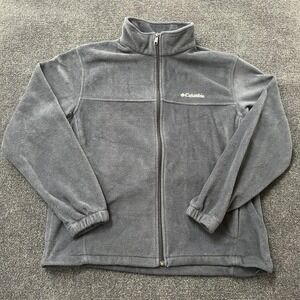 Columbia Fleece Jacket Mens Large Gray Full Zip Stand Collar Outdoor Casual